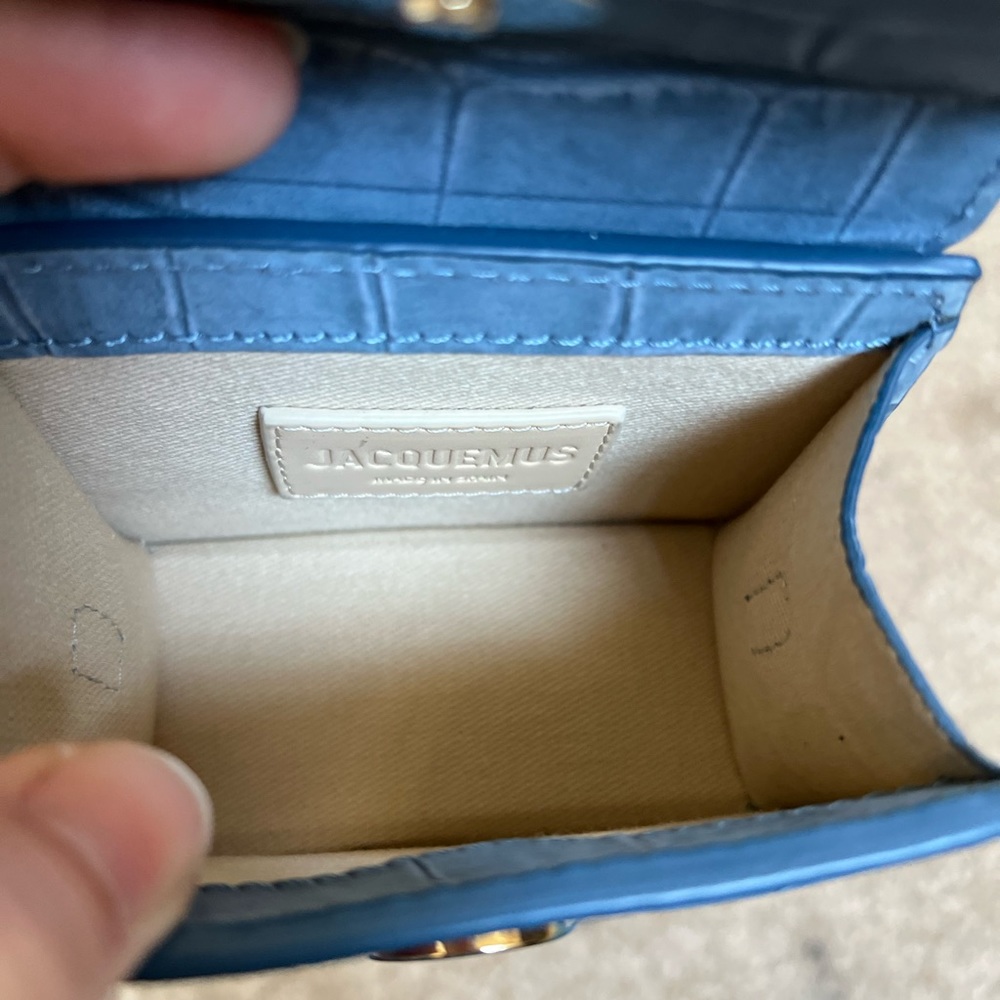 Jacquemus Le Chiquito Suede Croc Embossed Mini Bag in blue - Picture 16 of 17